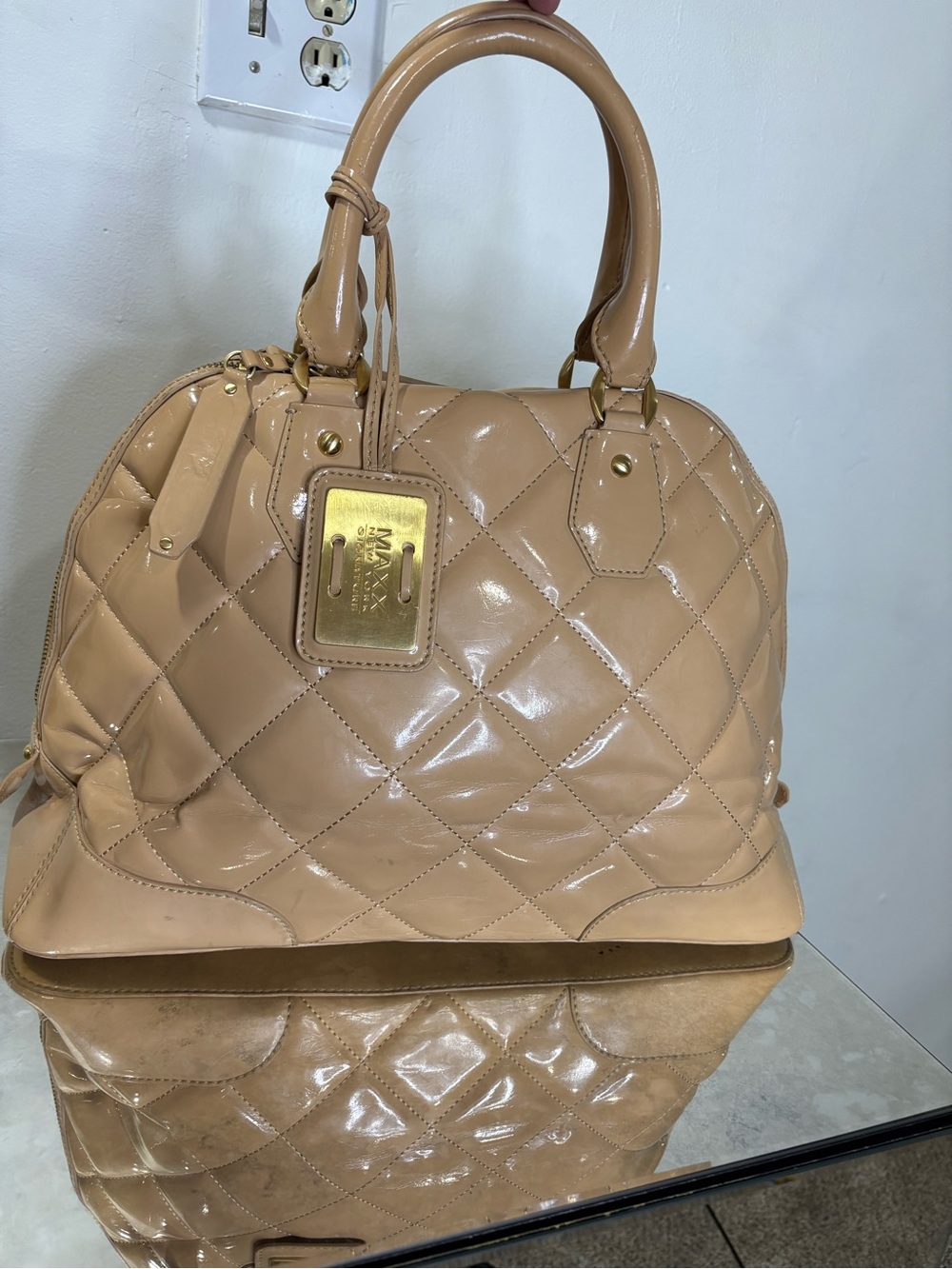 Maxx New York Signature Quilted Patent Leather Satchel